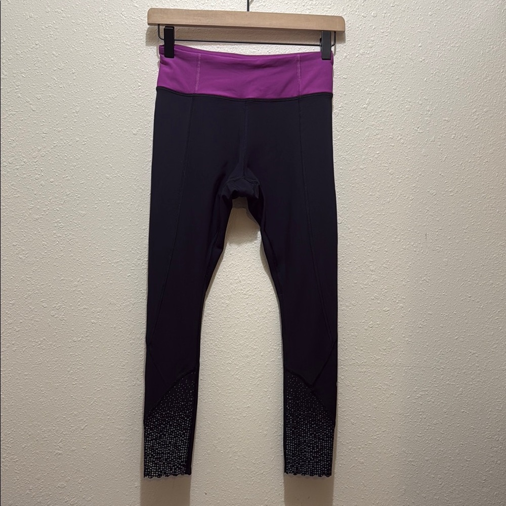 Lululemon Black and Purple Leggings, Size 4